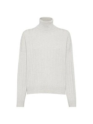 Cashmere Flat Rib Turtleneck Sweater