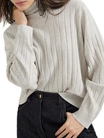 Cashmere Flat Rib Turtleneck Sweater