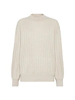 Cashmere Flat Rib Sweater with Monili