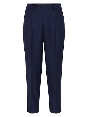 Virgin Wool Prince of Wales Leisure Fit Trousers