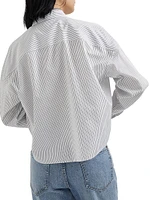 Cotton and Silk Chalk Stripe Poplin Shirt