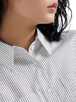 Cotton and Silk Chalk Stripe Poplin Shirt