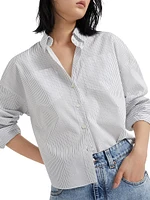 Cotton and Silk Chalk Stripe Poplin Shirt