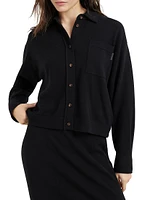 Cashmere Knit Shirt with Shiny Tab