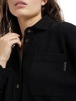 Cashmere Knit Shirt with Shiny Tab