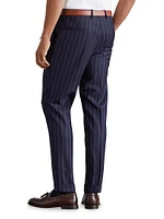 Leisure Fit Trousers Super 150s Virgin Wool Wide Stripe Batavia