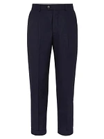 Lightweight Hopsack Leisure Fit Trousers with Pleats