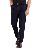 Lightweight Hopsack Leisure Fit Trousers with Pleats