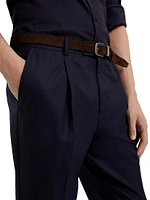 Lightweight Hopsack Leisure Fit Trousers with Pleats