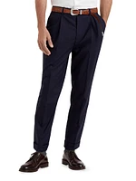 Super 120s Virgin Wool Overcheck Leisure Fit Trousers