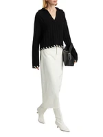 Wool-Cashmere Whipstitched Polo Sweater