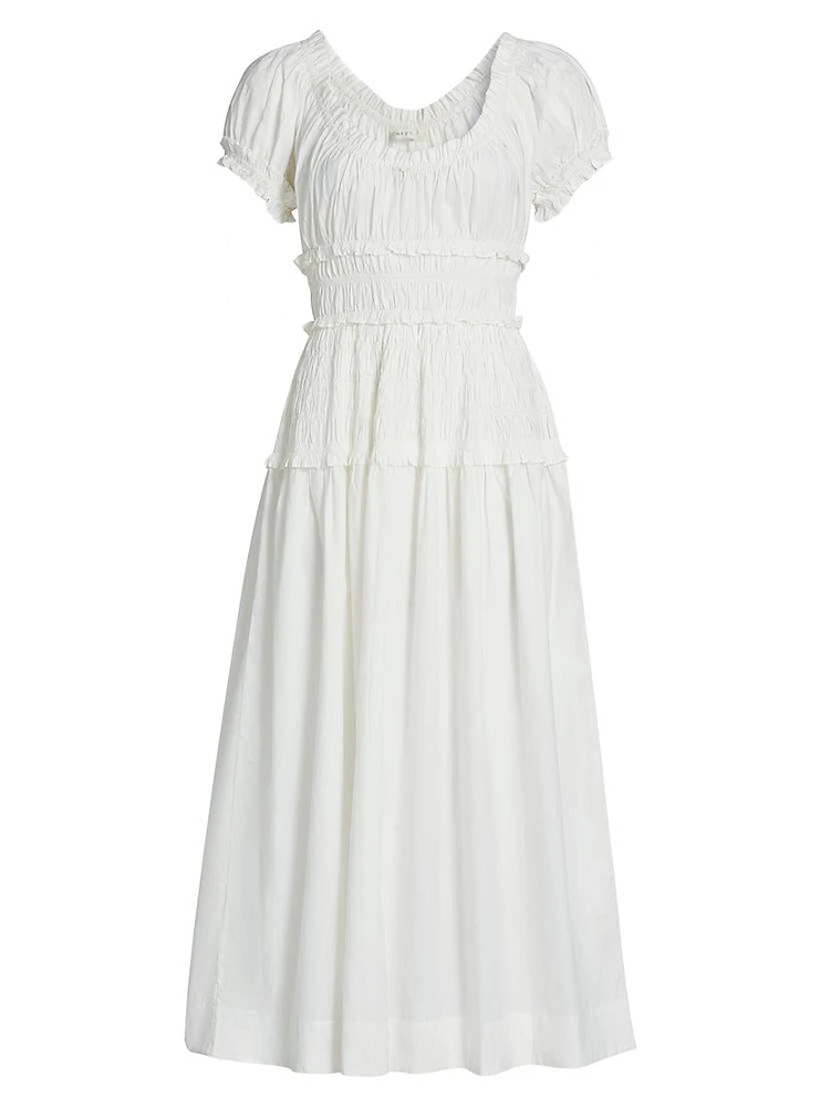 Leanne Ruched Cotton Maxi Dress