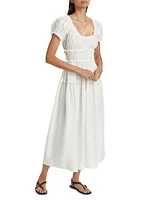 Leanne Ruched Cotton Maxi Dress