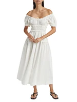 Leanne Ruched Cotton Maxi Dress