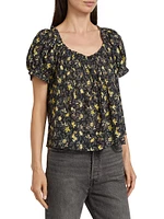 Frederica Floral Cotton-Blend Top