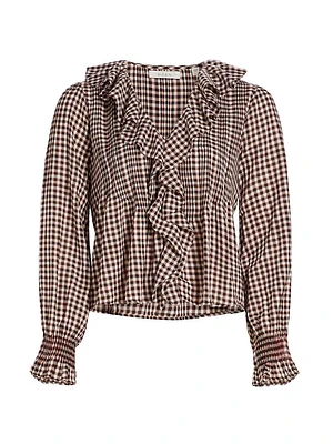 Hardy Plaid Ruffle-Trim Top