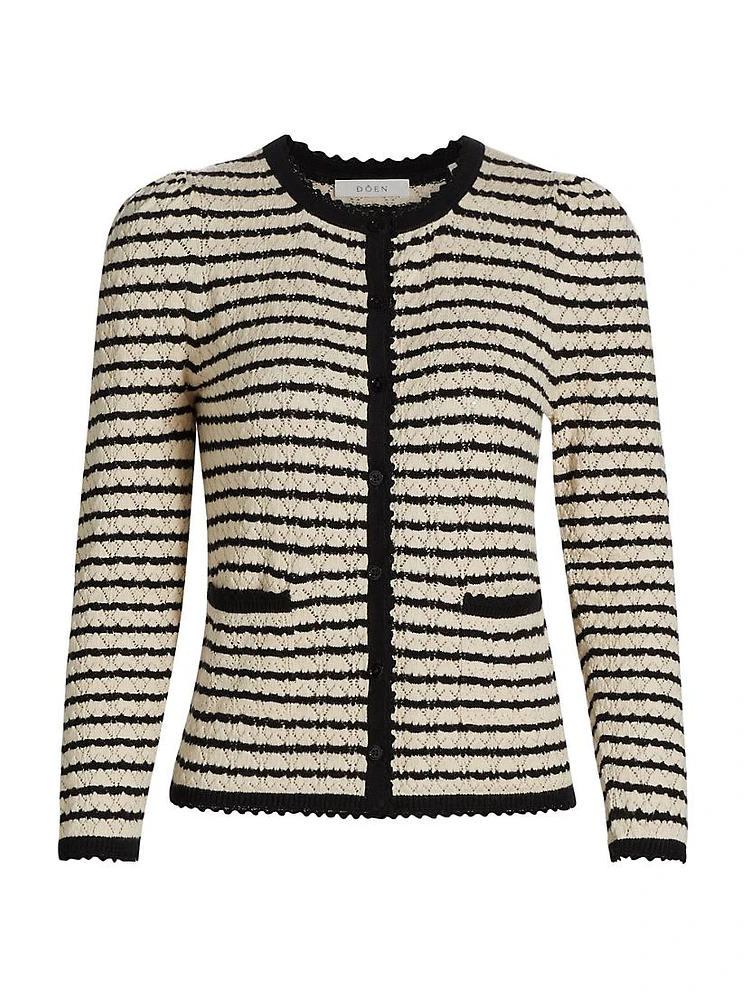 Therese Cotton-Silk Striped Cardigan