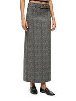 Murray Belted Bouclé Maxi Skirt