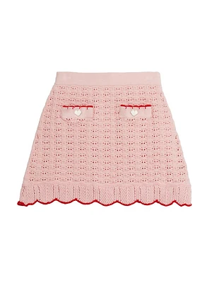 Little Girl's & Textured Knit Heart Detail Skirt