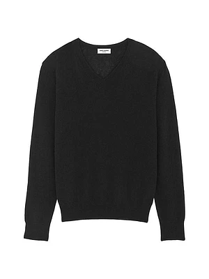 V-Neck Sweater in Cashmere and Silk