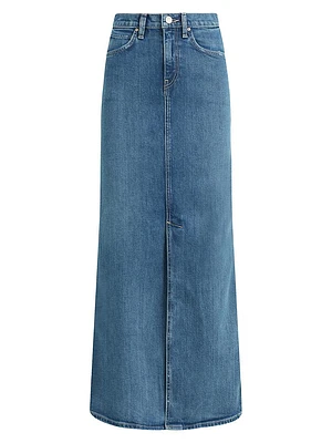 Reconstructed Denim Midi-Skirt