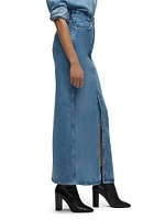 Reconstructed Denim Midi-Skirt