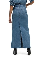 Reconstructed Denim Midi-Skirt