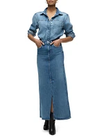 Reconstructed Denim Midi-Skirt