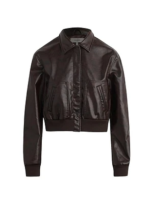 Faux Leather Bomber Jacket