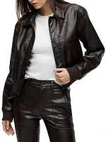 Faux Leather Bomber Jacket