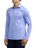 Piqué Cotton Long-Sleeve Polo Shirt