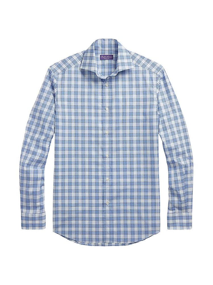 Plaid Two-Ply Cotton Poplin Shirt