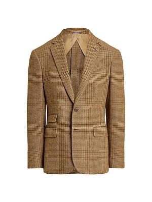 Kent Russel Plaid Single-Breasted Linen-Wool Sportcoat