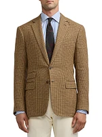 Kent Russel Plaid Single-Breasted Linen-Wool Sportcoat