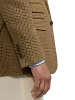 Kent Russel Plaid Single-Breasted Linen-Wool Sportcoat