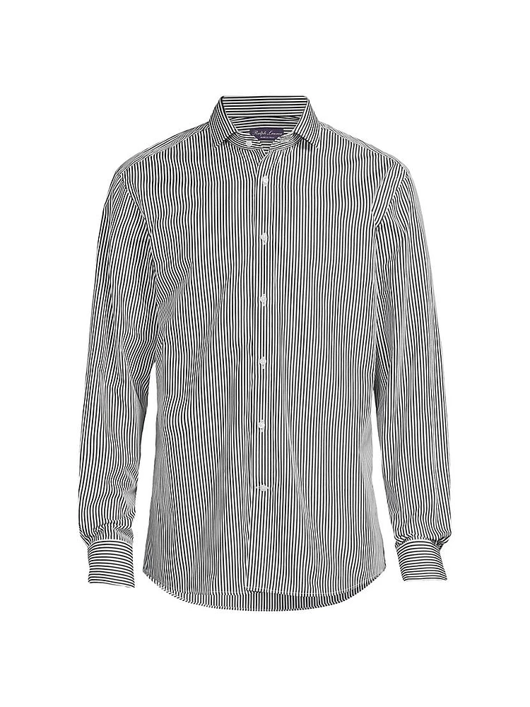 Striped Poplin Button-Front Shirt