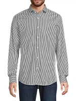 Striped Poplin Button-Front Shirt