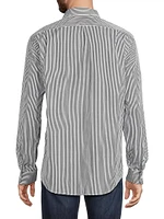 Striped Poplin Button-Front Shirt