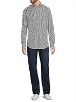 Striped Poplin Button-Front Shirt