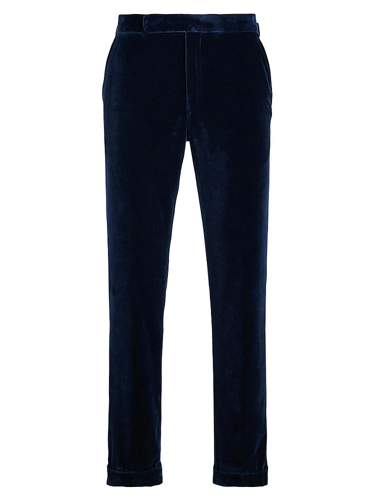 Cotton Velvet Straight-Leg Pants