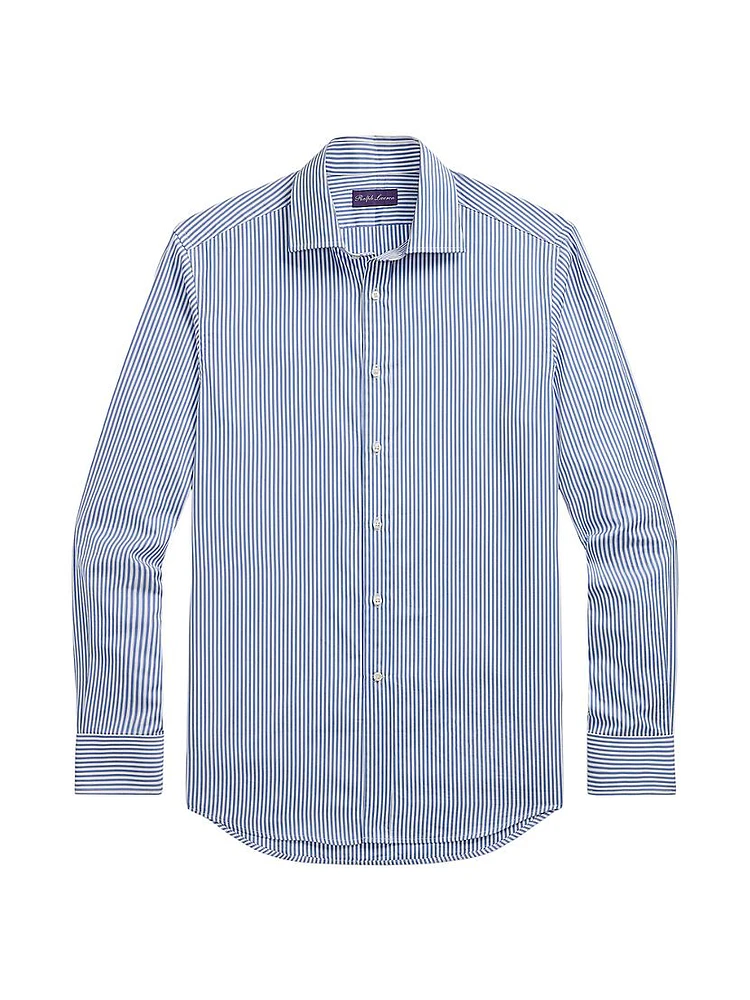 Bengal Striped Cotton Poplin Button-Front Shirt