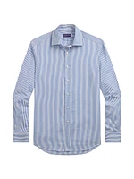 Bengal Striped Cotton Poplin Button-Front Shirt