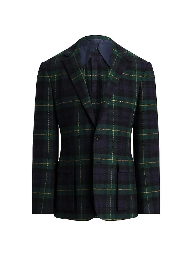 Kent Plaid Wool-Cashmere Single-Breasted Jacket