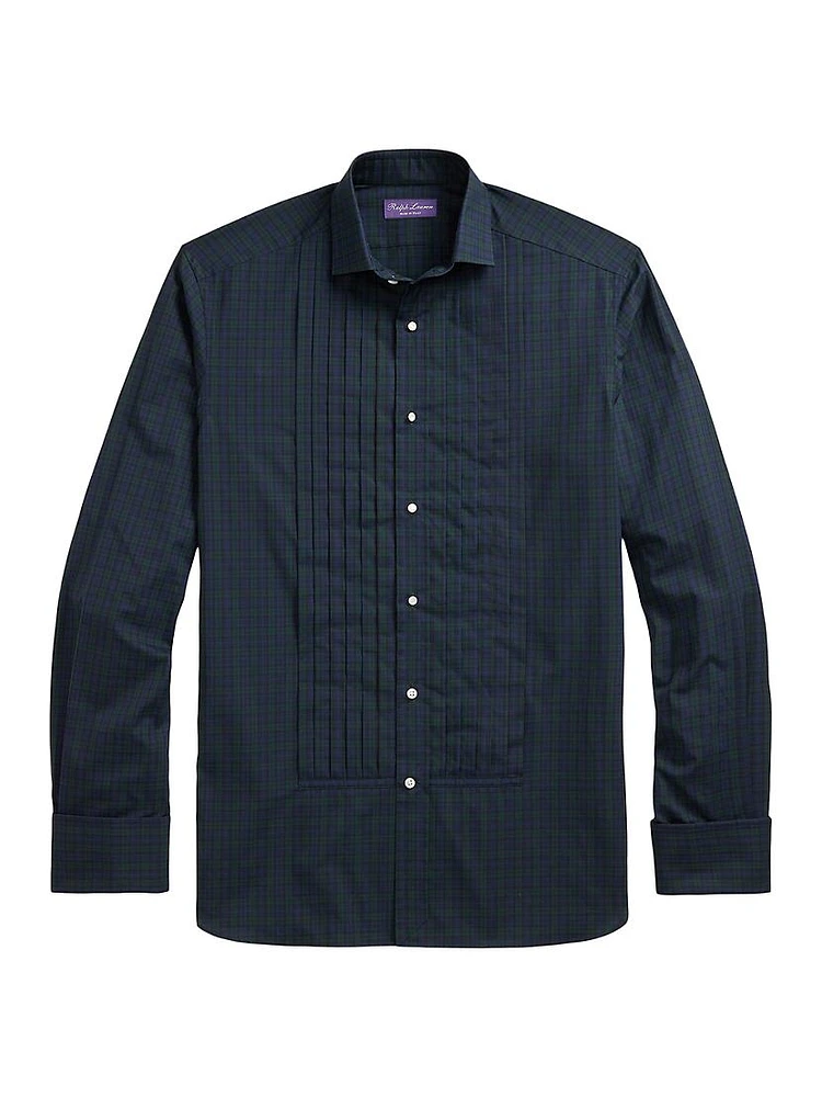 Plaid Poplin Tuxedo Shirt