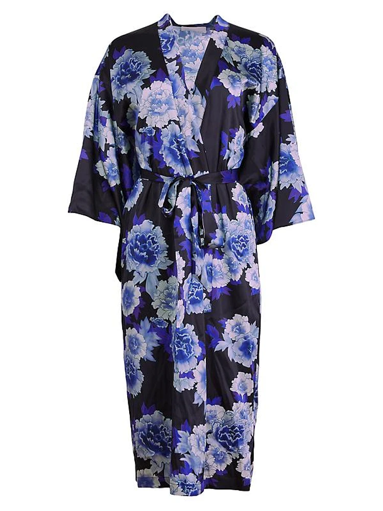 Floral Silk-Blend Tie-Waist Robe