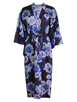 Floral Silk-Blend Tie-Waist Robe