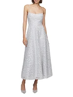 Embroidered Tulle Sleeveless Midi-Dress