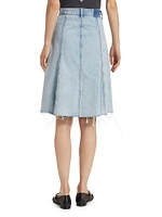 The Half Swing Fray Denim Midi-Skirt