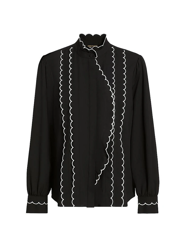 The Rae Scalloped-Trim Blouse