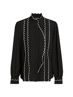 The Rae Scalloped-Trim Blouse